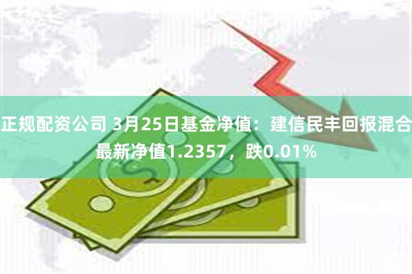 正规配资公司 3月25日基金净值：建信民丰回报混合最新净值1.2357，跌0.01%